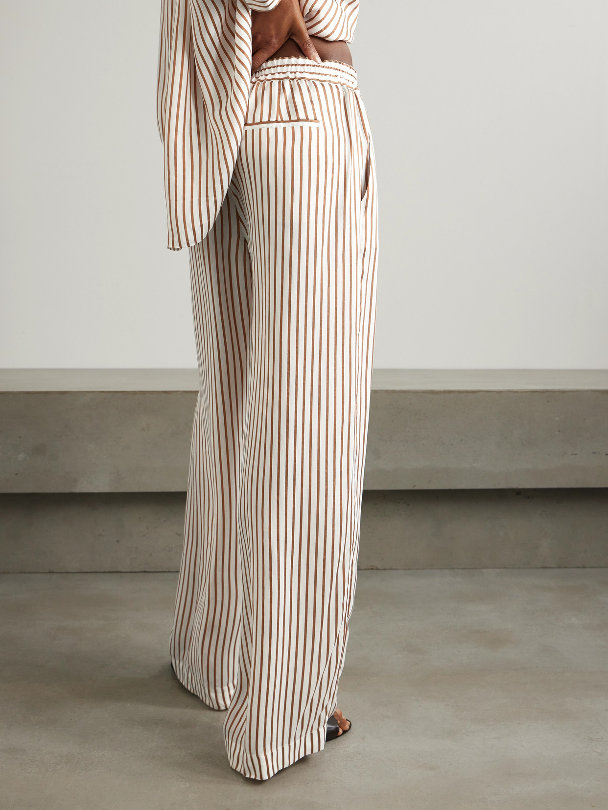 Brunello Cucinelli Striped Woven Wide-leg Pants In Neutrals