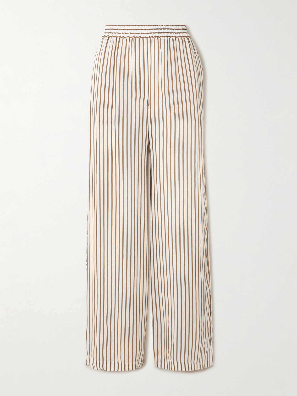 Brunello Cucinelli Striped Woven Wide-leg Pants In Neutrals