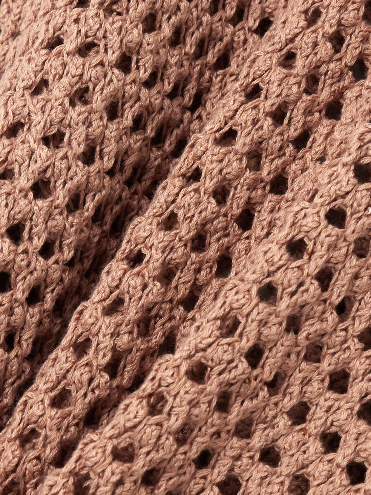 Sequin-Emhellished Open-Knit Cotton-Blend Polo Top