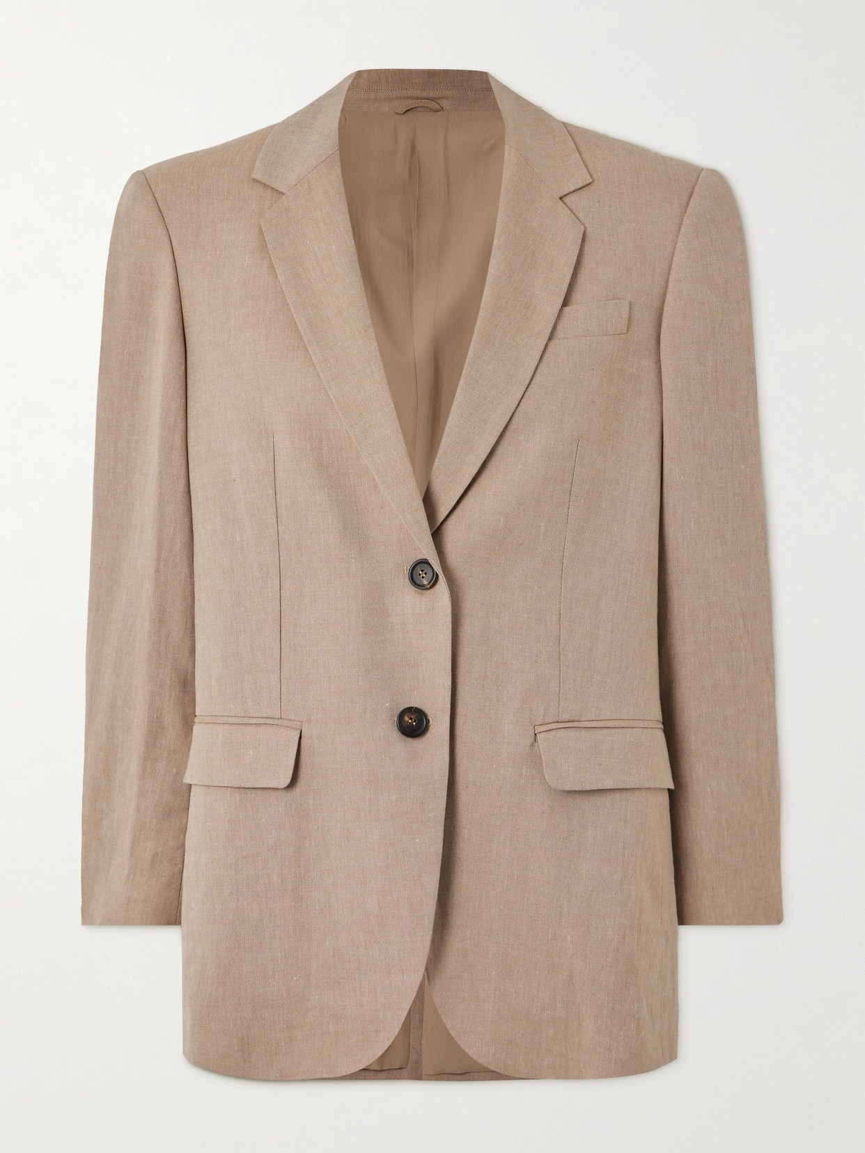 Brunello Cucinelli Linen And Wool-blend Blazer In Brown