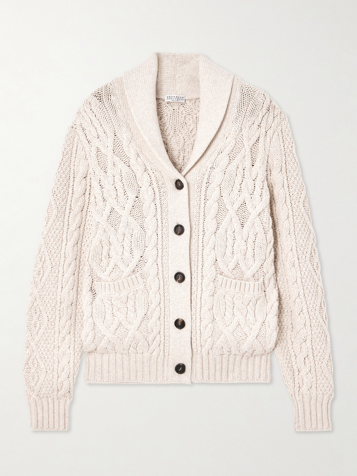 Brunello Cucinelli Cable-knit Cotton-blend Cardigan In Off-white