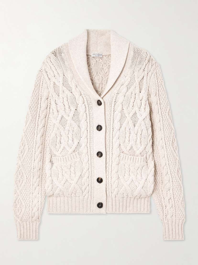 Brunello Cucinelli Cable-knit Cotton-blend Cardigan - xx large