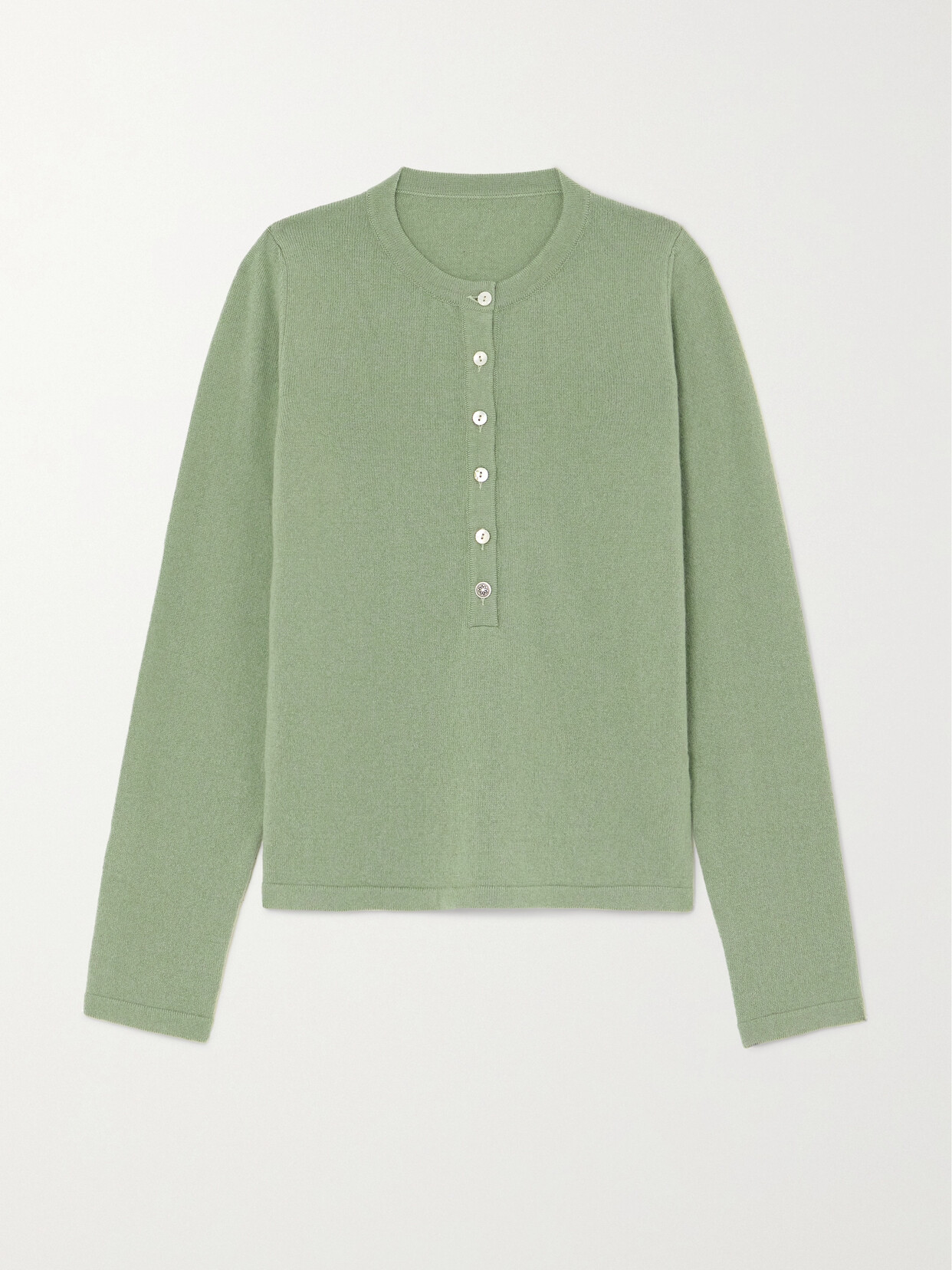 Fortela Lou Cashmere Henley Jumper In Green