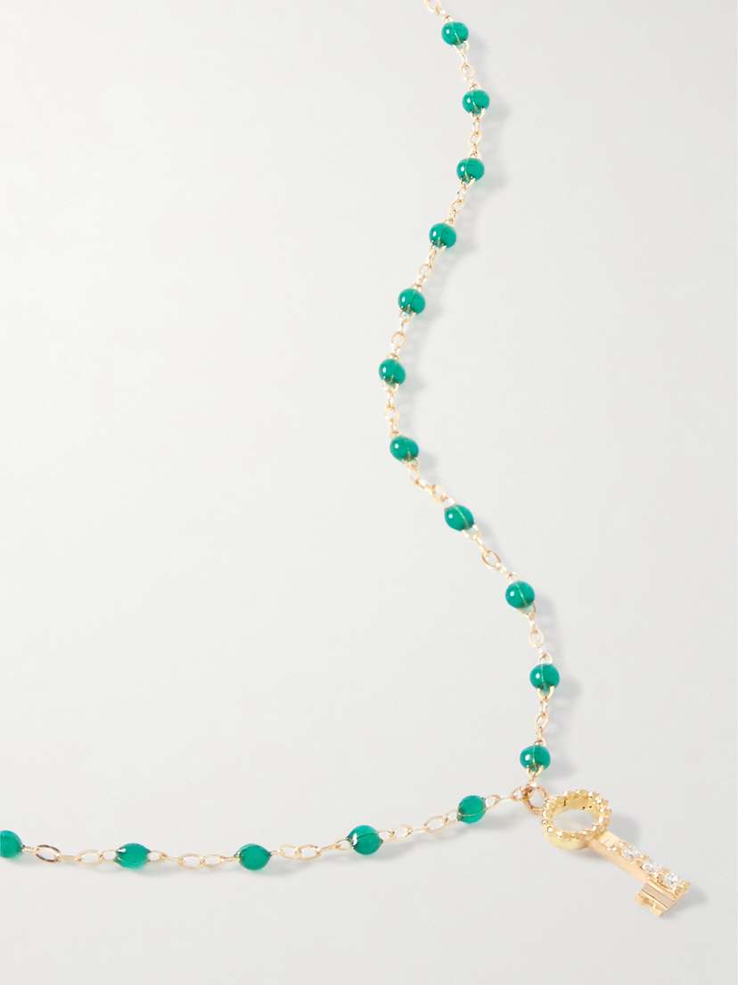 Gigi Clozeau The Key 18-karat Gold, Resin And Diamond Necklace