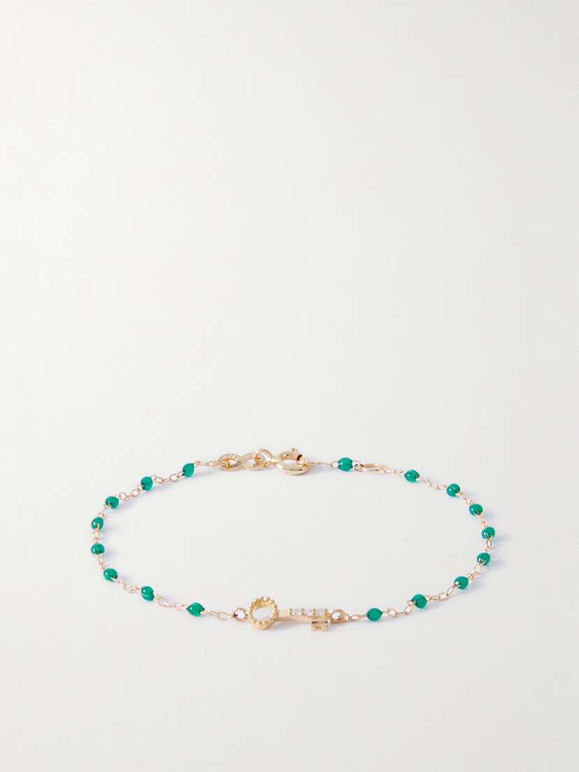 Gigi Clozeau Pirate Key 18-karat Gold, Resin And Diamond Bracelet