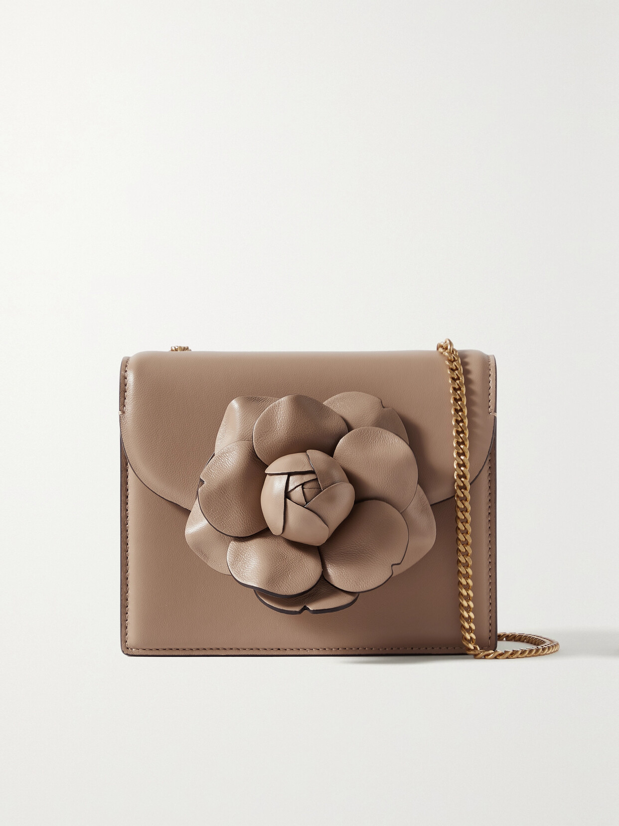 Shop Oscar De La Renta Tro Mini Appliquéd Leather Shoulder Bag In Neutrals