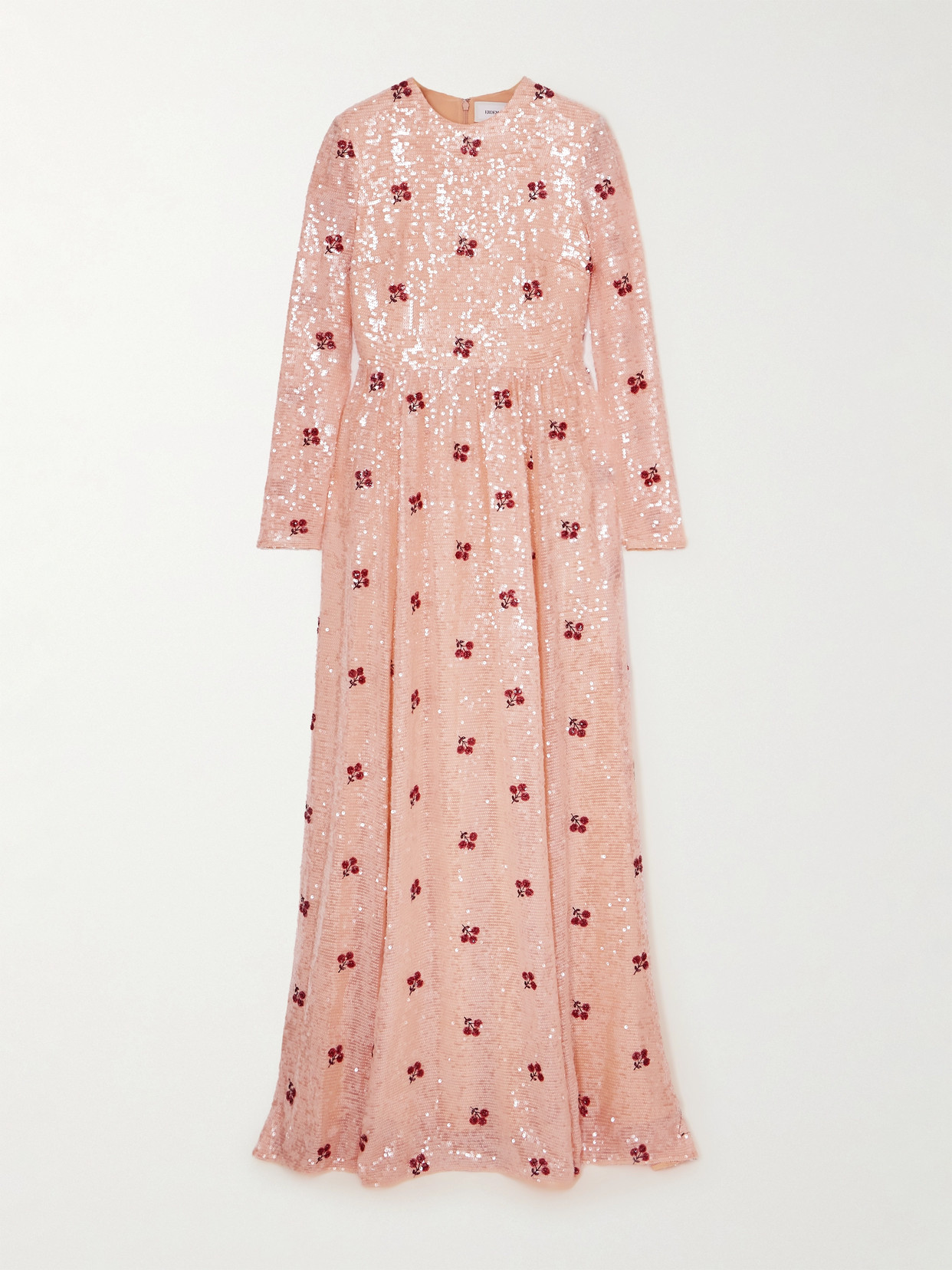 Erdem Gathered Sequined Crepe De Chine Gown In Pink