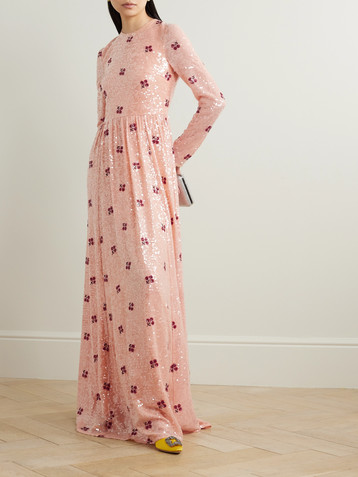 Erdem Gathered sequined crepe de chine gown