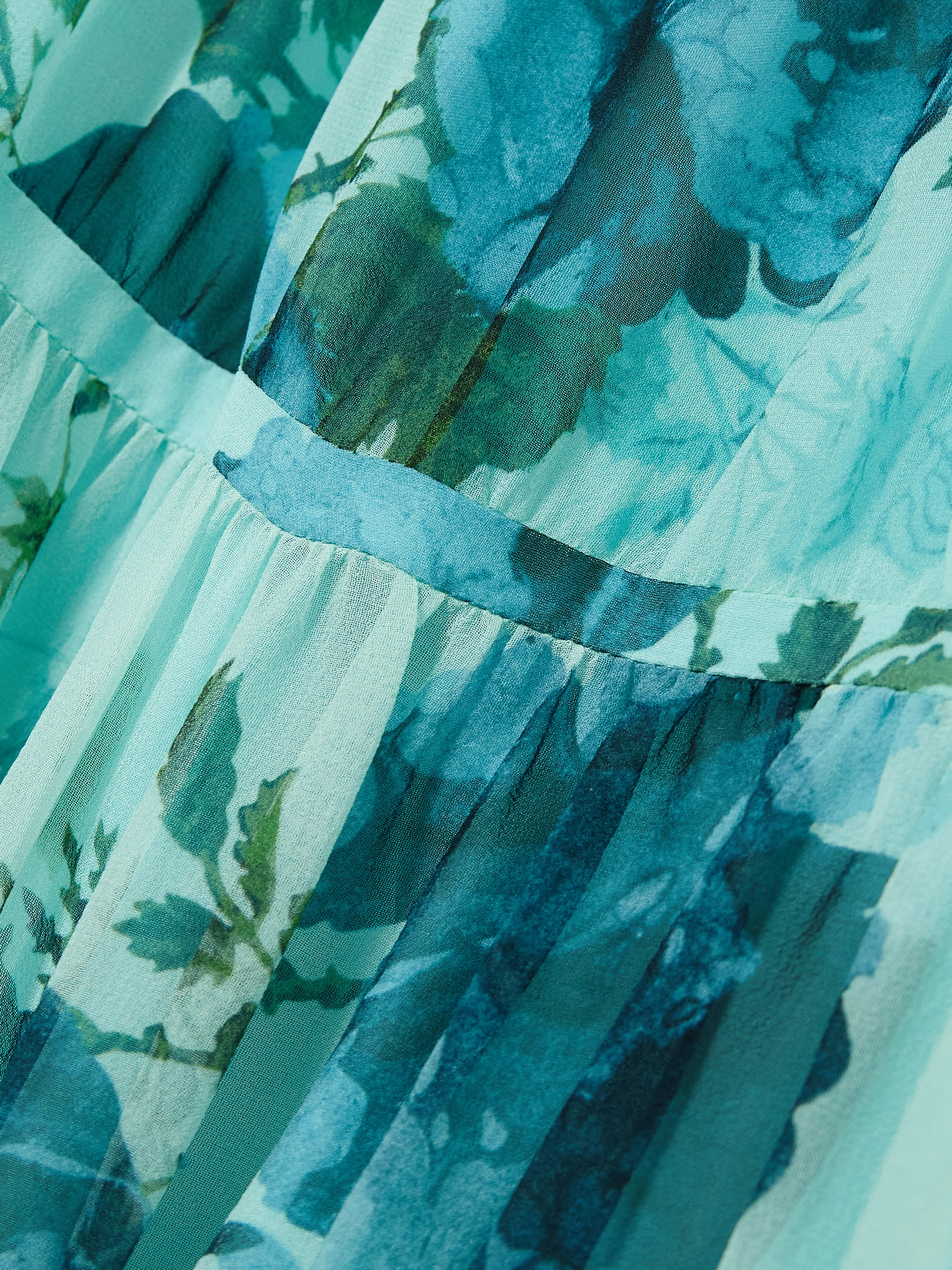 Erdem Tie-detailed tiered floral-print silk crepe de chine maxi dress thumbnail
