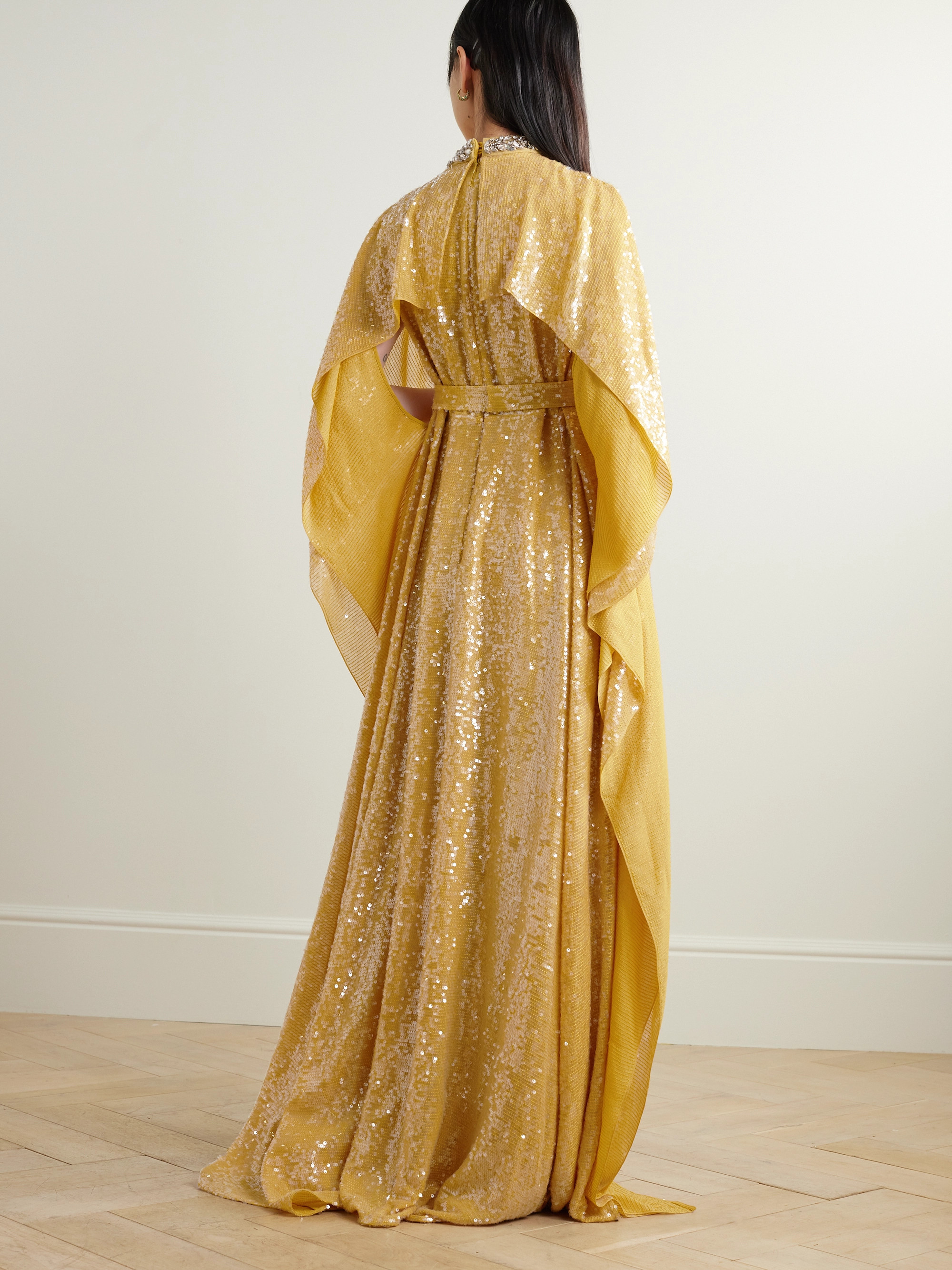 Erdem Cape-effect crystal-embellished sequined crepe de chine gown thumbnail