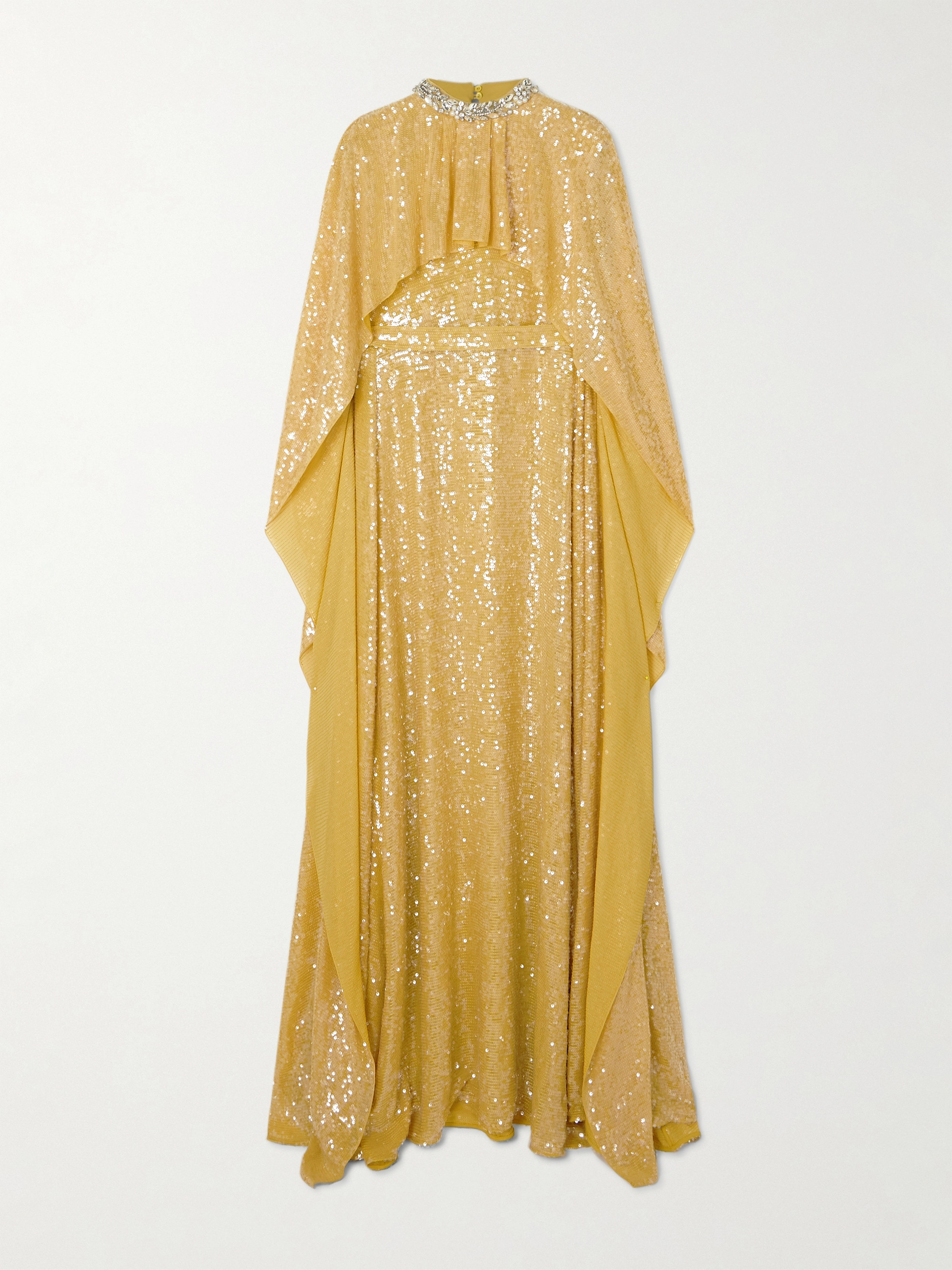Erdem Cape-effect crystal-embellished sequined crepe de chine gown thumbnail