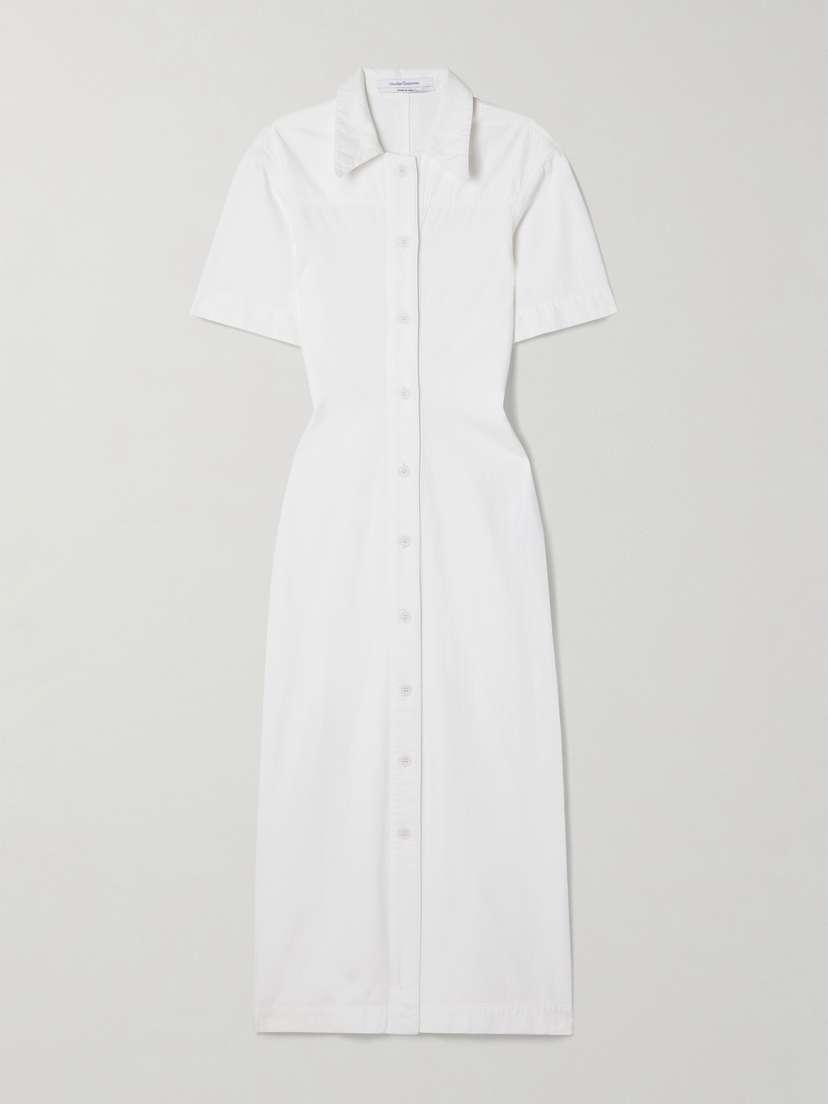 Another Tomorrow Organic Cotton-chambray Midi Dress