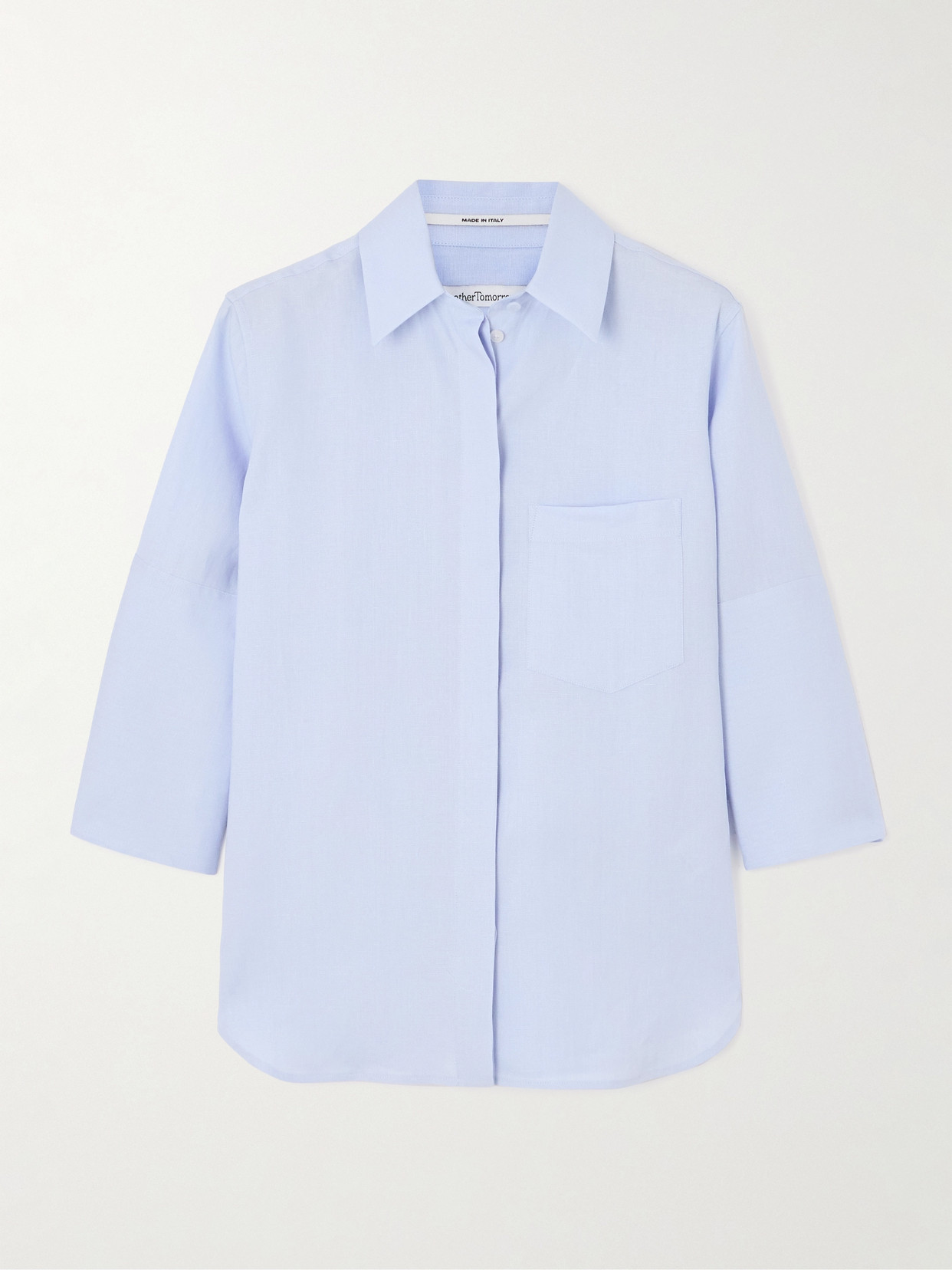 Another Tomorrow Linen Shirt In Blue