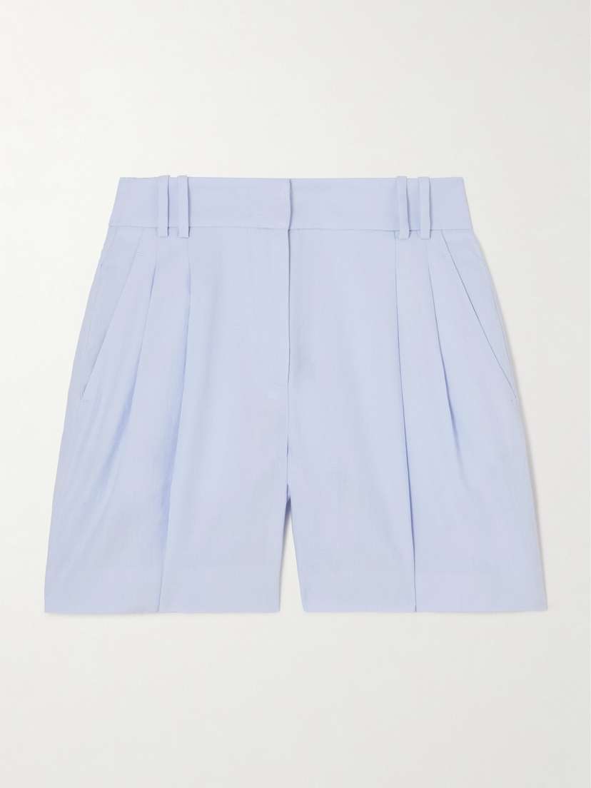 Another Tomorrow Pleated Linen Shorts
