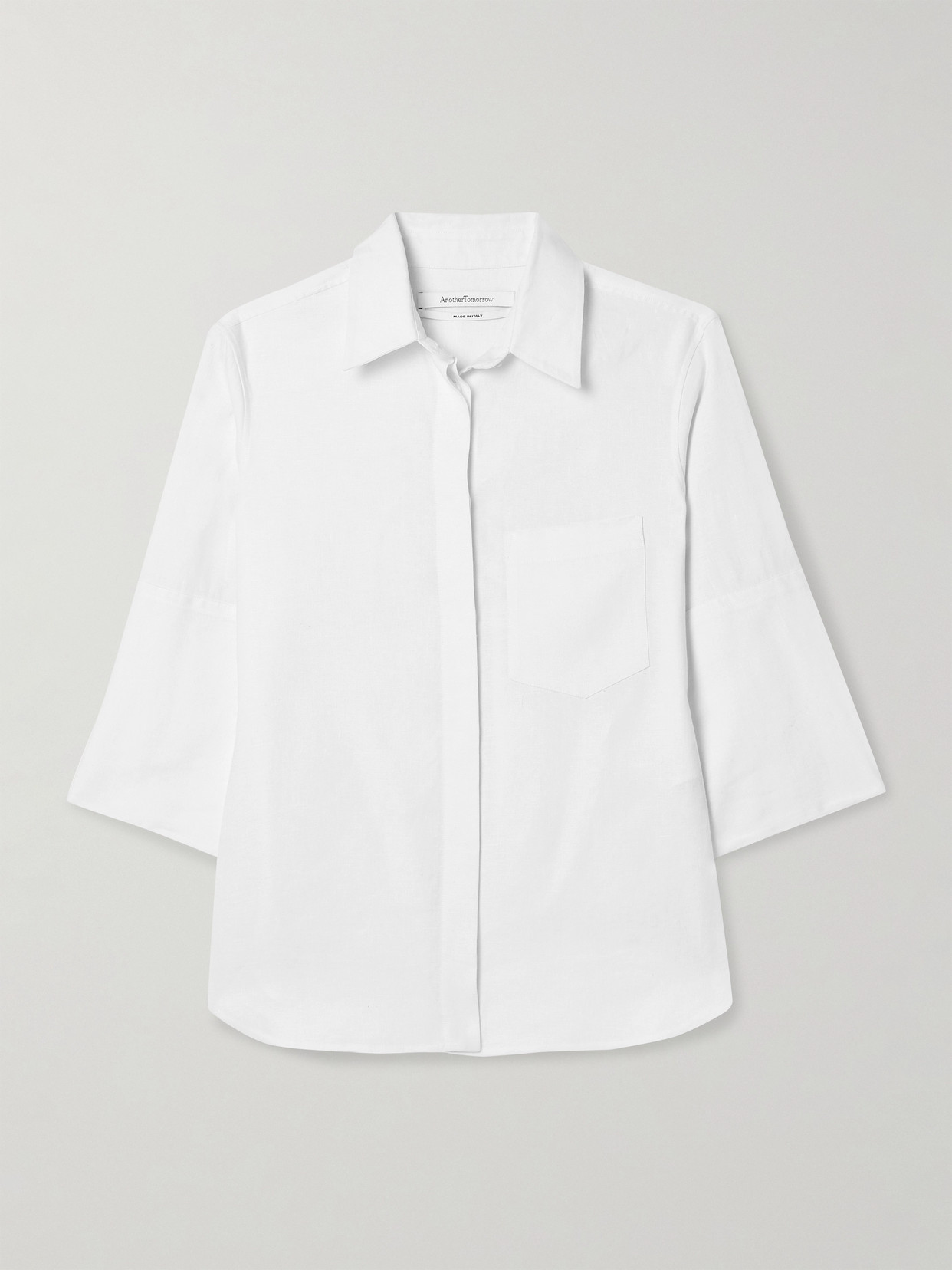 Another Tomorrow + Net Sustain Linen Shirt In White