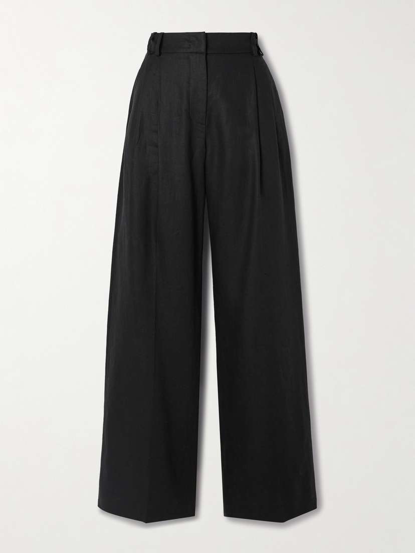 Another Tomorrow + Net Sustain Pleated Linen Wide-leg Pants