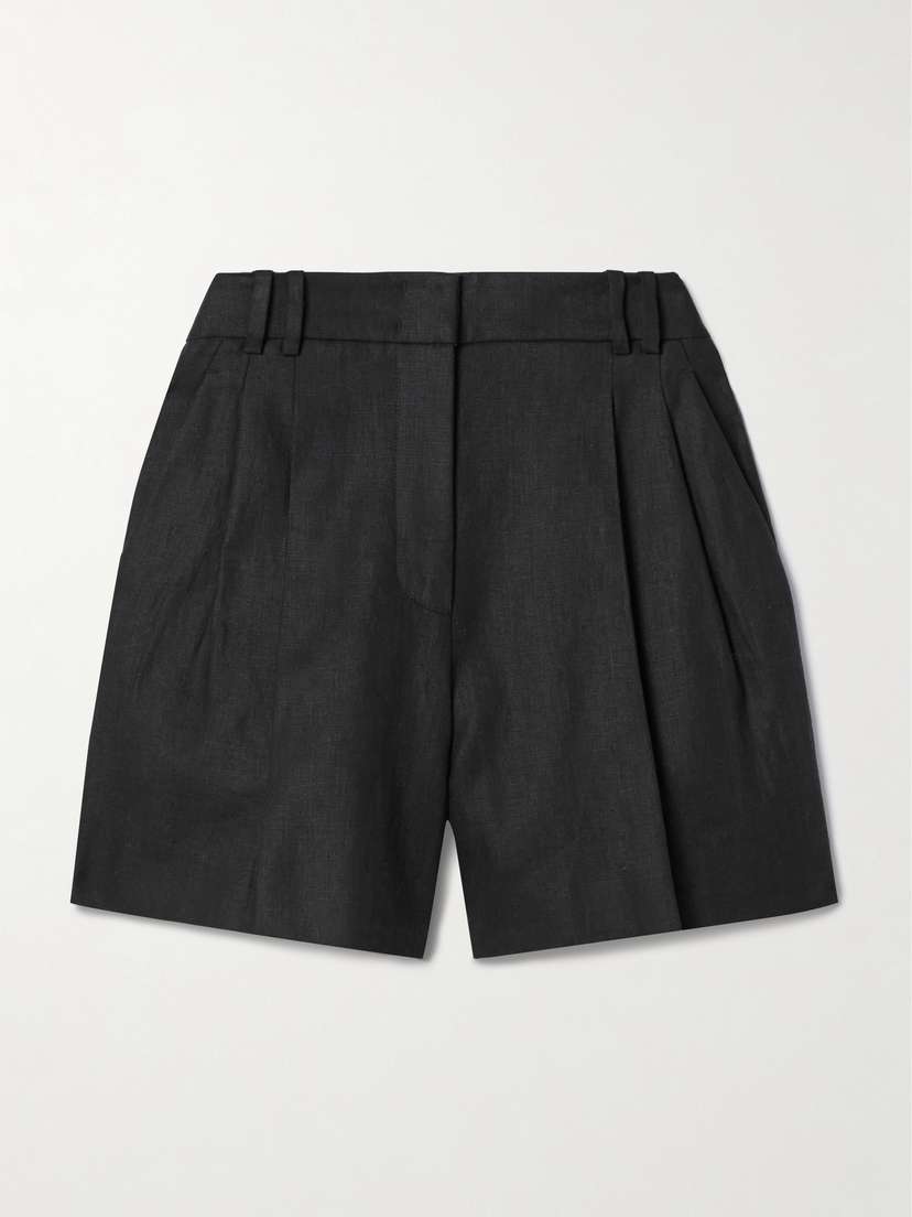 Another Tomorrow + Net Sustain Pleated Linen Shorts