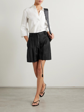 Another Tomorrow + NET SUSTAIN pleated linen shorts