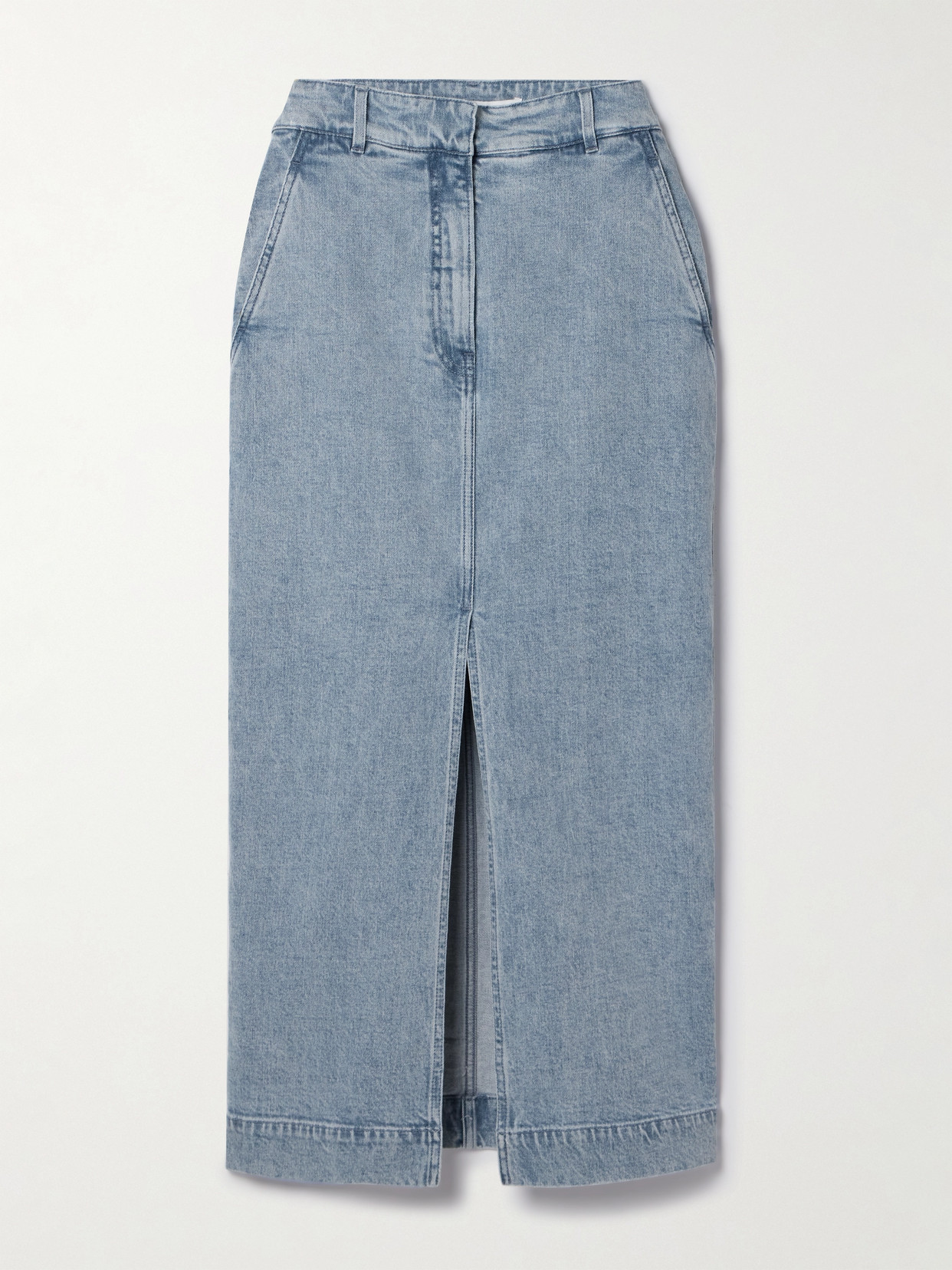 Another Tomorrow - + Net Sustain Organic Denim Midi Skirt - Blue
