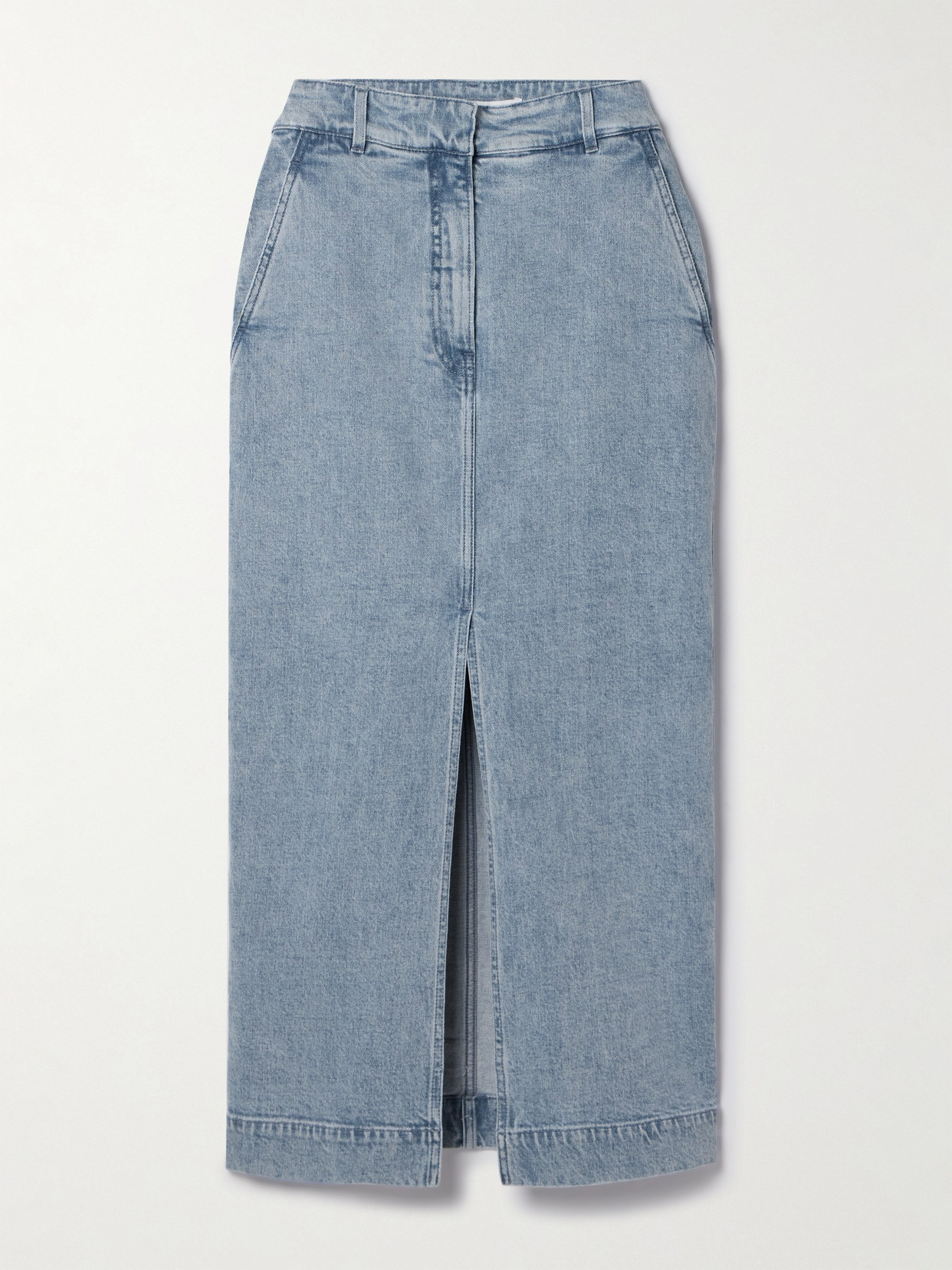 Another Tomorrow + Net Sustain Organic Denim Midi Skirt In Blue