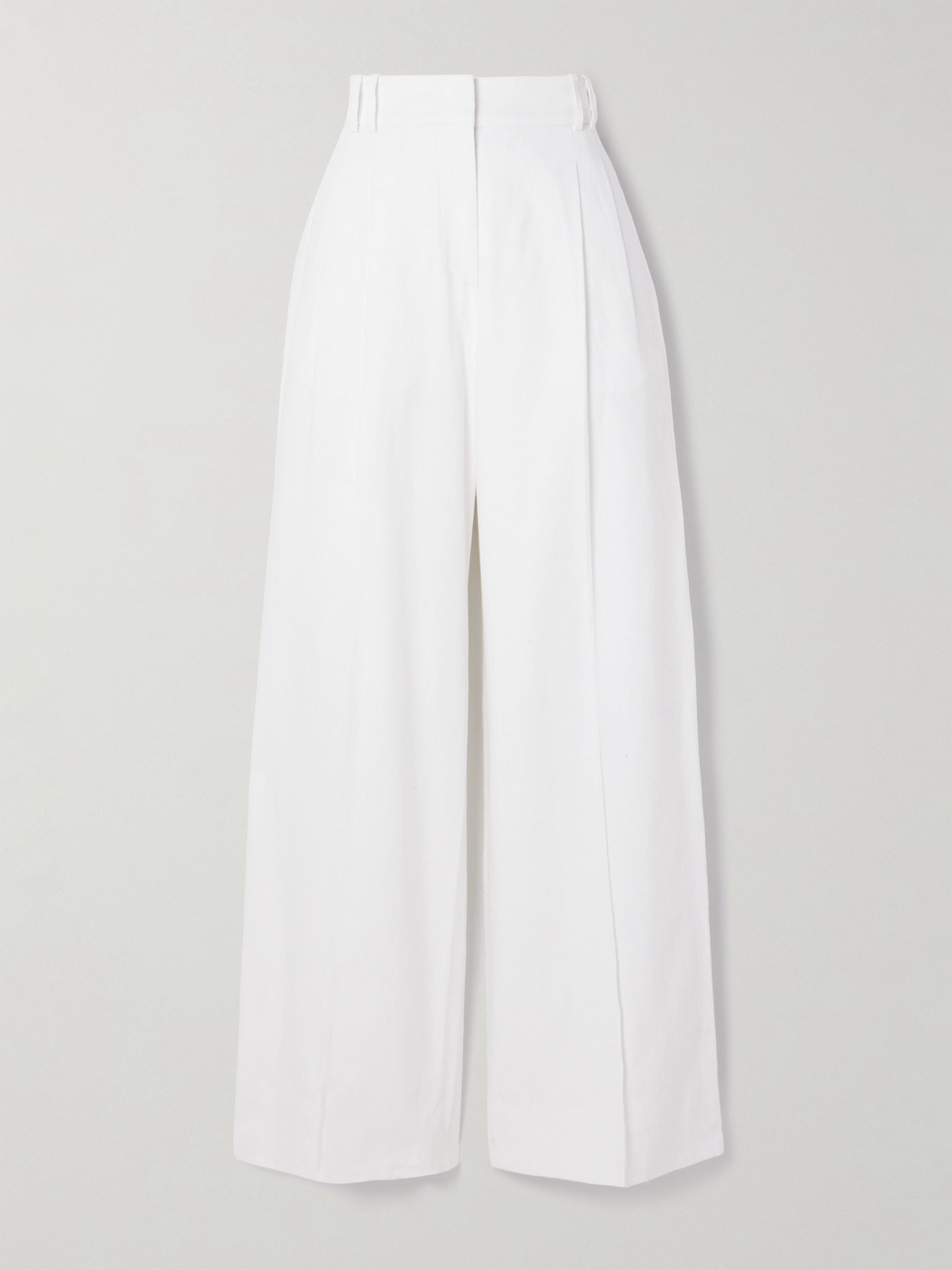 Another Tomorrow + Net Sustain Pleated Linen Wide-leg Pants In White