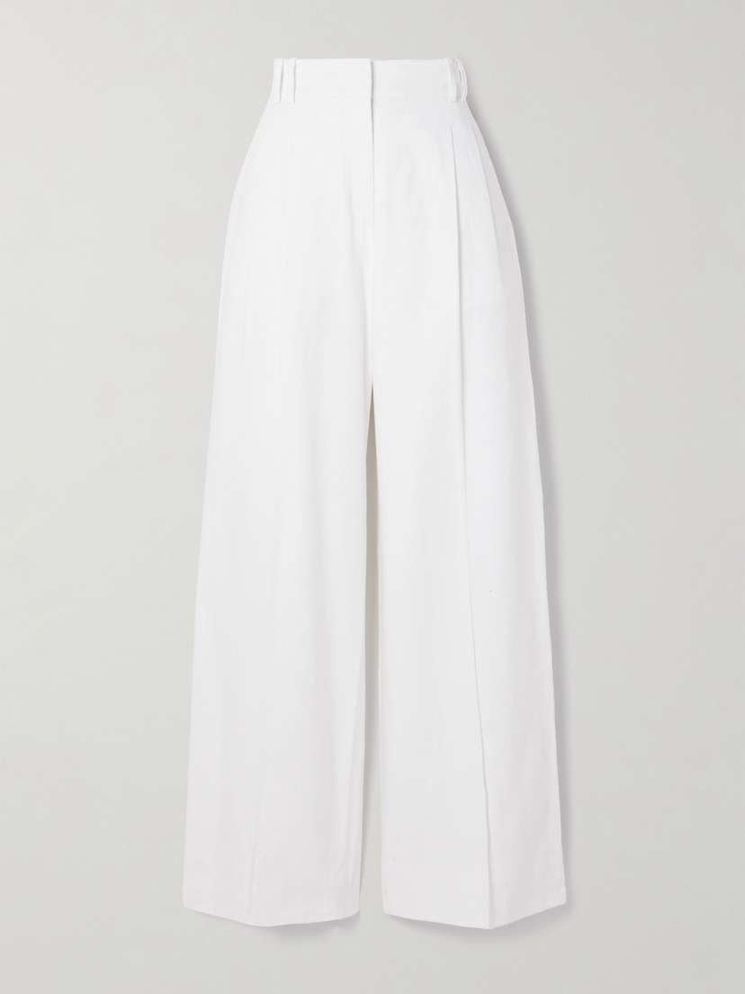 Another Tomorrow + Net Sustain Pleated Linen Wide-leg Pants