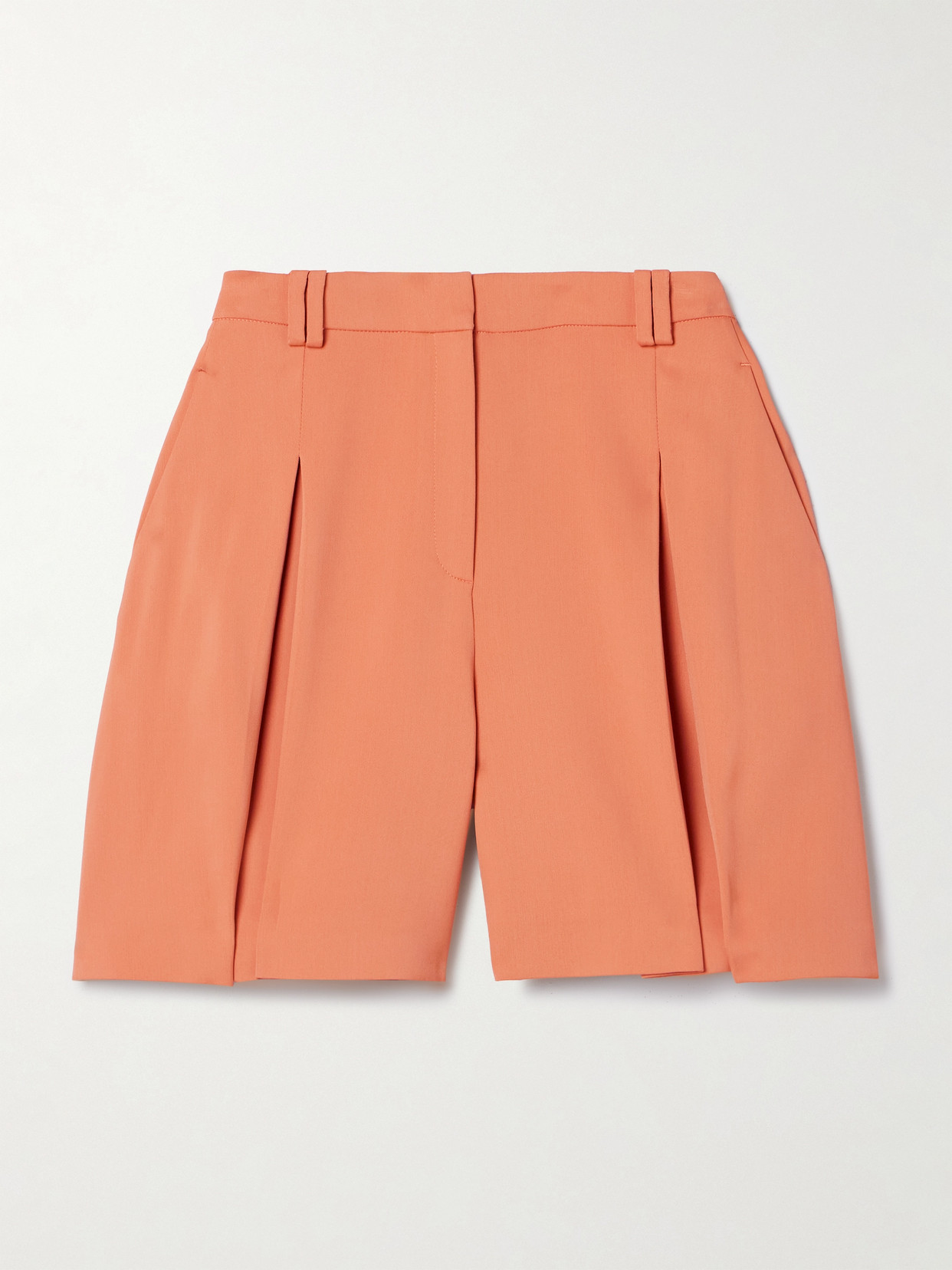 Another Tomorrow - + Net Sustain Pleated Crepe Shorts - Orange