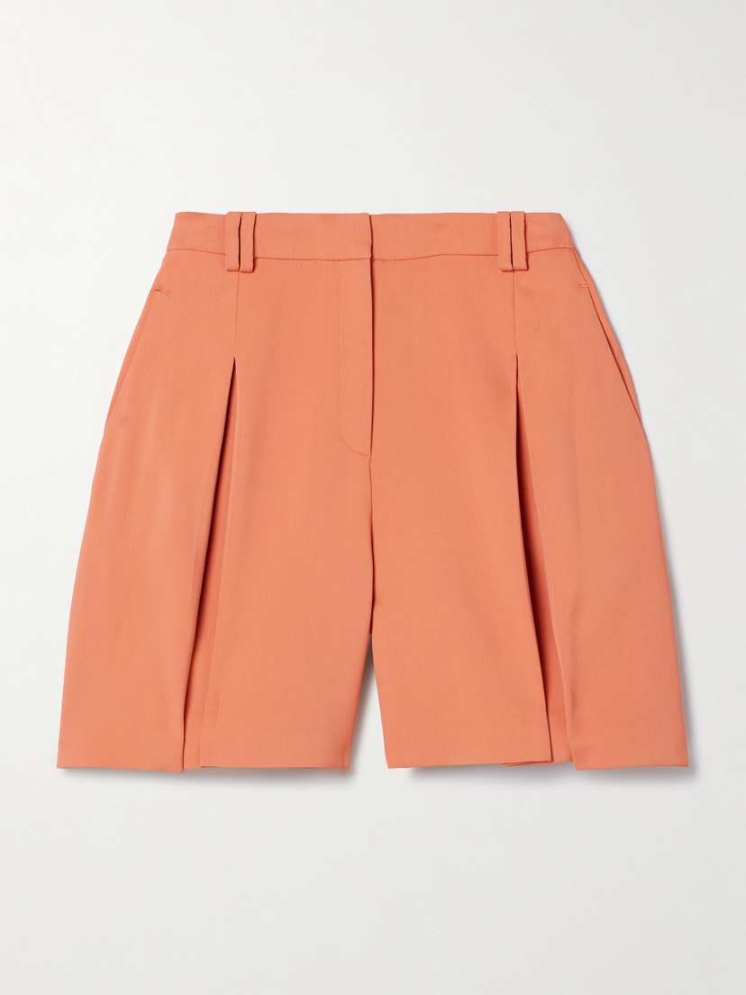 Another Tomorrow Pleated Crepe Shorts