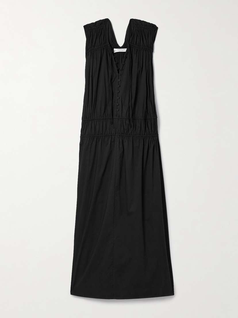 Another Tomorrow + Net Sustain Gathered Organic Cotton-voile Maxi Dress