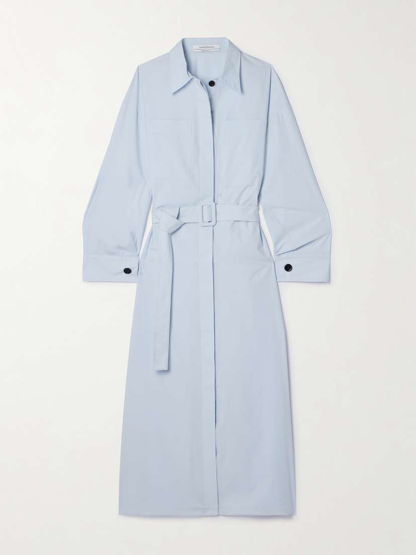 Another Tomorrow + Net Sustain Belted Organic Cotton-poplin Midi Shirt Dress