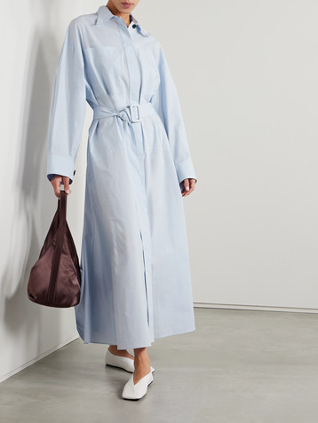 Another Tomorrow + NET SUSTAIN  belted organic cotton-poplin midi shirt dress