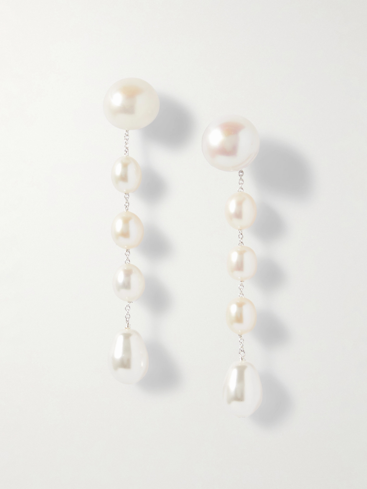 Sophie Buhai Small Passante Fresh Water Pearl Earrings In White