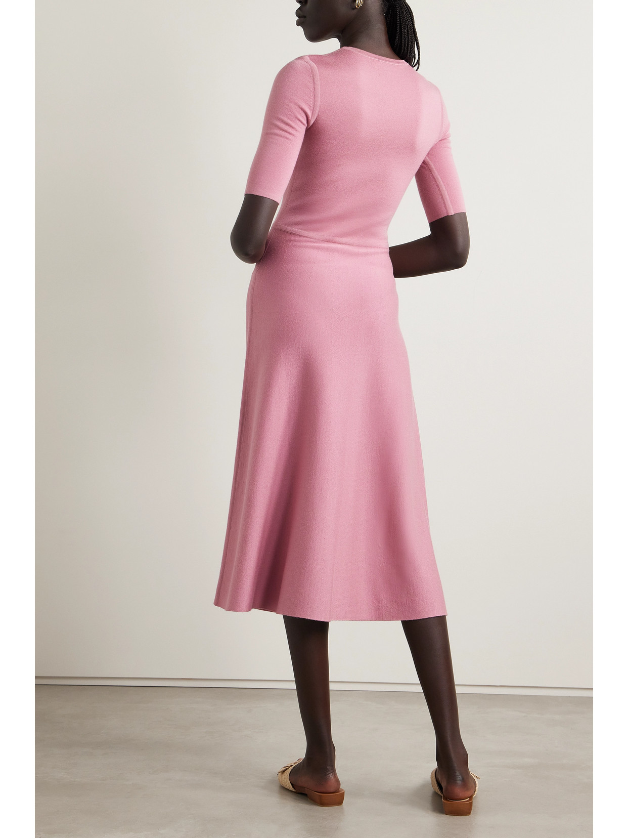 Shop Gabriela Hearst Seymore Cashmere And Silk-blend Midi Dress In Pink