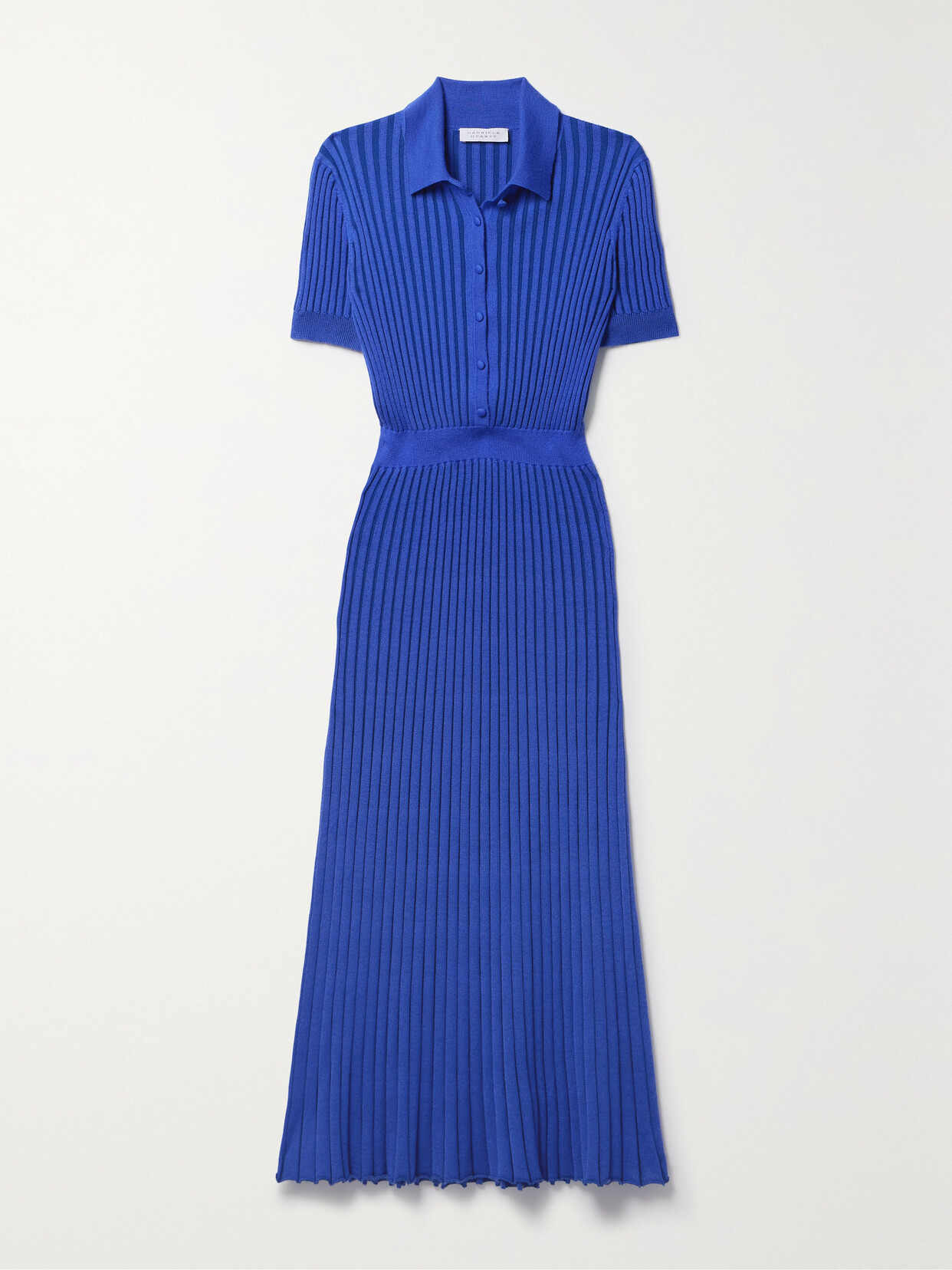 Gabriela Hearst Amor Ribbed Cashmere And Silk-blend Midi Dress In Blue