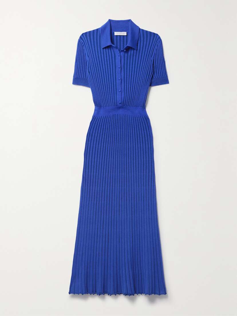 Gabriela Hearst Amor Ribbed Cashmere And Silk-blend Midi Dress - x large