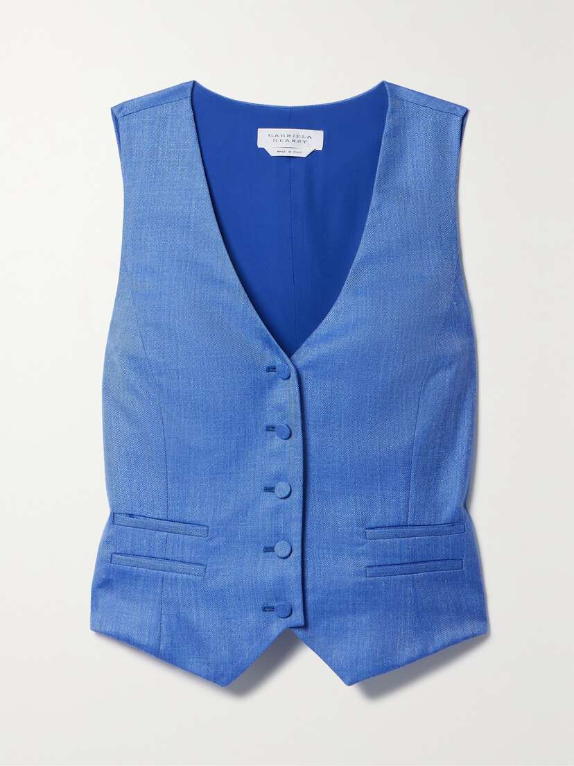 Gabriela Hearst Coleridge Wool, Silk And Linen-blend Twill Vest