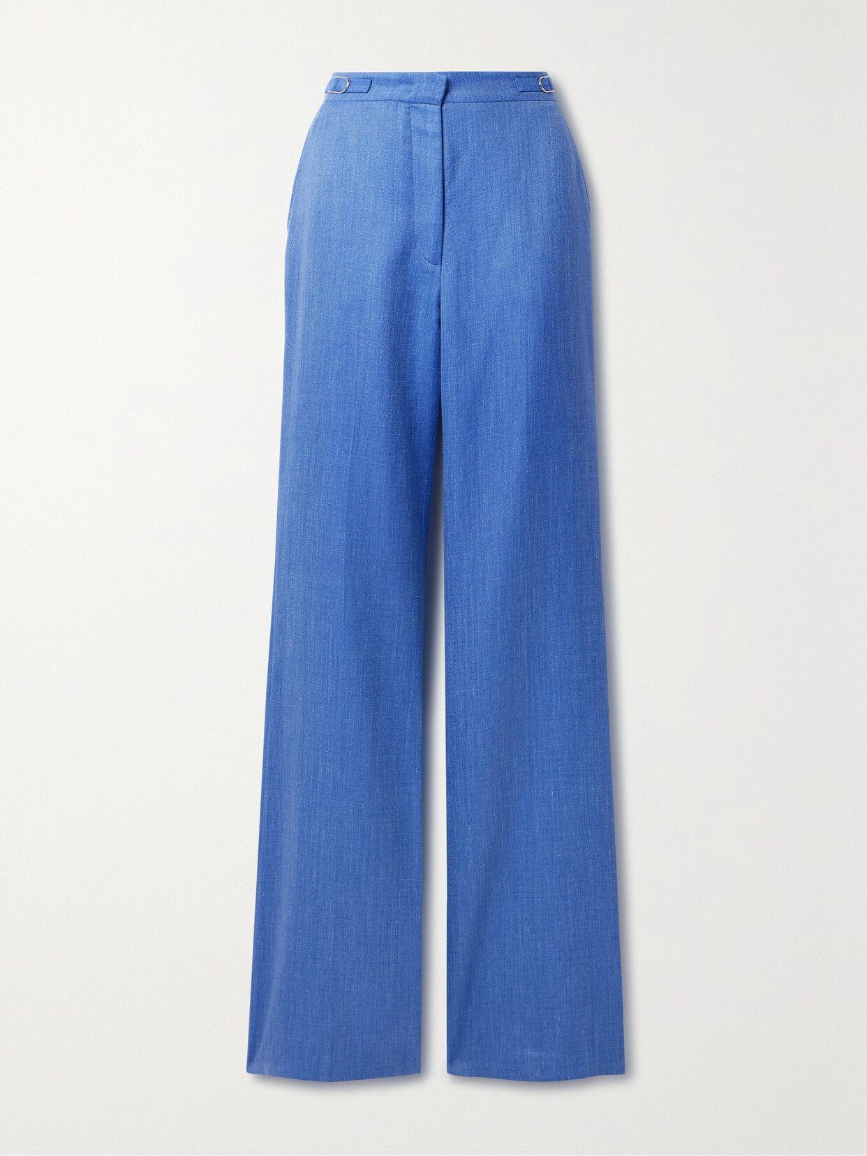 Shop Gabriela Hearst Vesta Wool, Silk And Linen-blend Twill Flared Pants In Blue