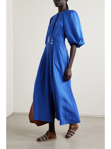 Gabriela Hearst Elea buckled linen midi dress