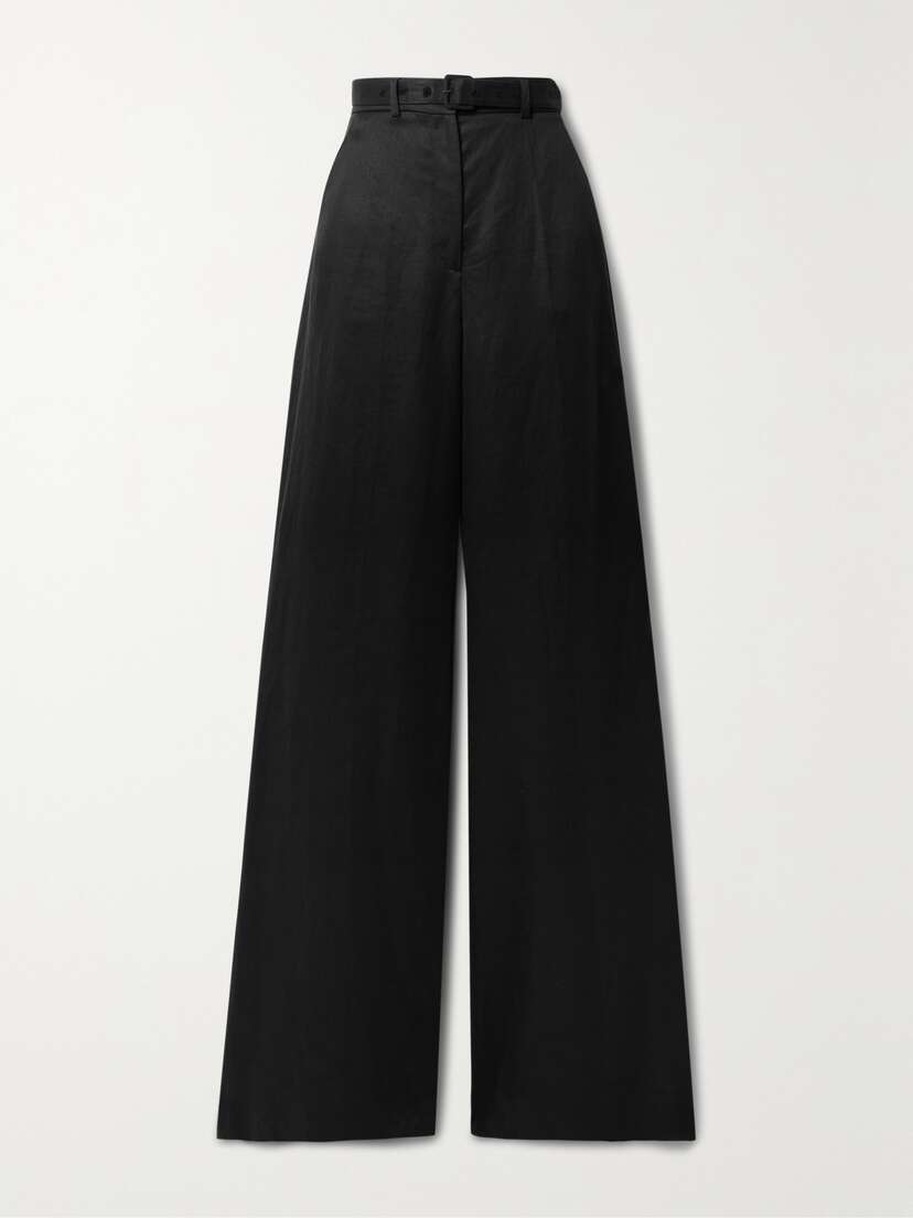 Gabriela Hearst Mabon Belted Linen Wide-leg Pants