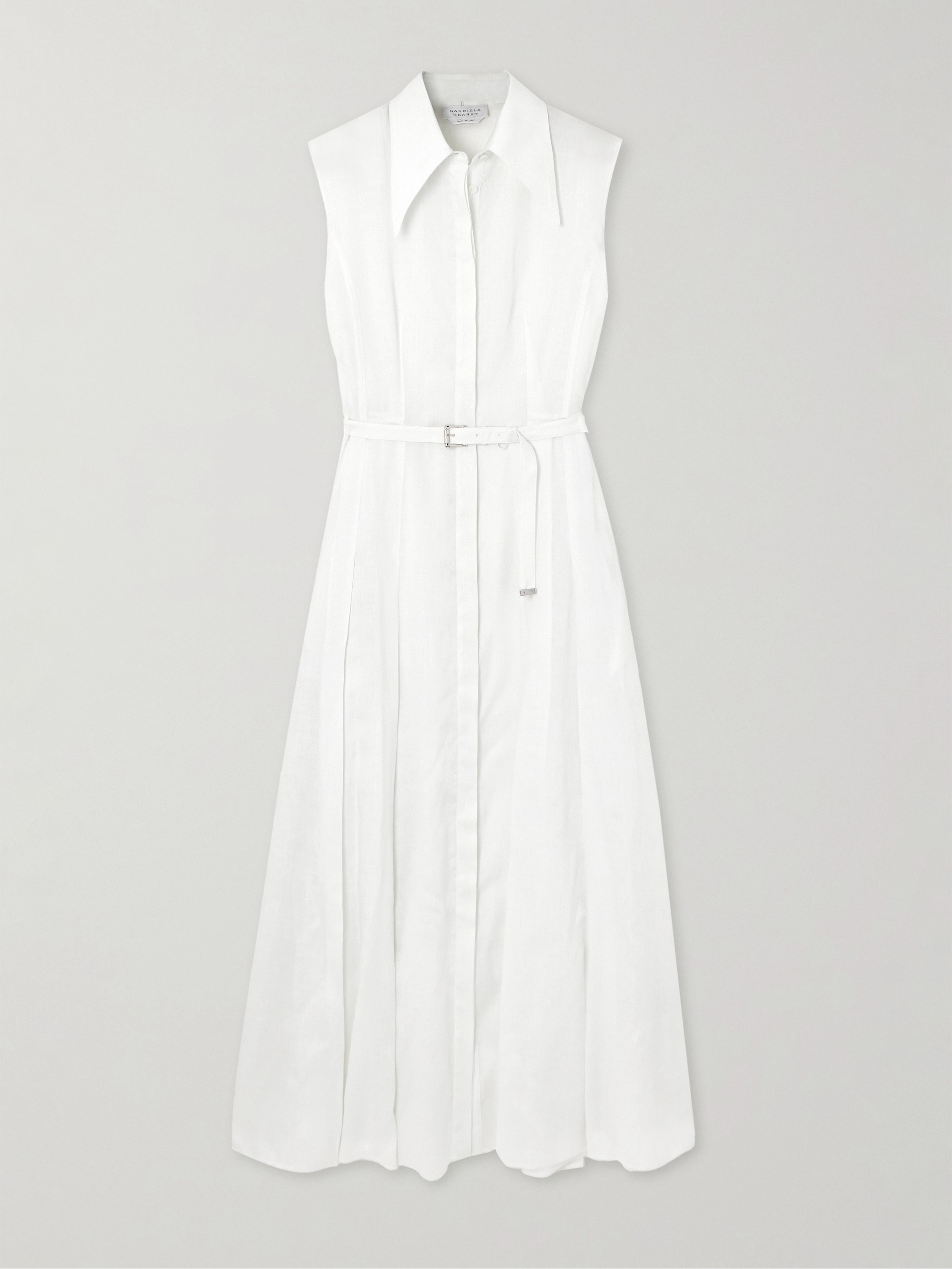 Gabriela Hearst Durand belted pleated linen dress