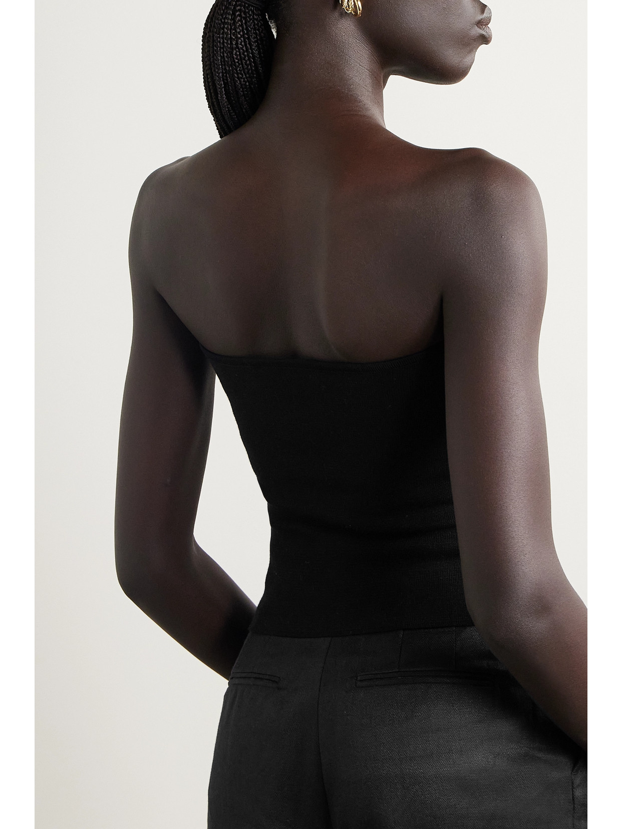 Shop Gabriela Hearst Musgrave Strapless Merino Wool And Cashmere-blend Top In Black