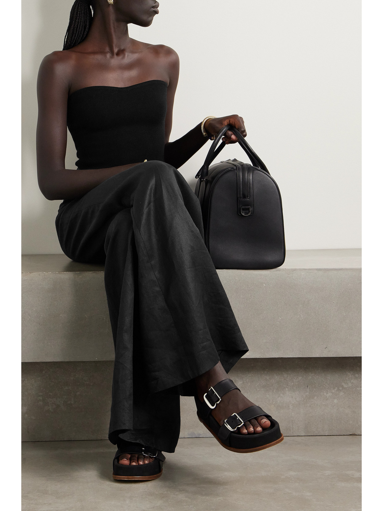 Gabriela Hearst Musgrave Strapless Merino Wool And Cashmere-blend Top In Black
