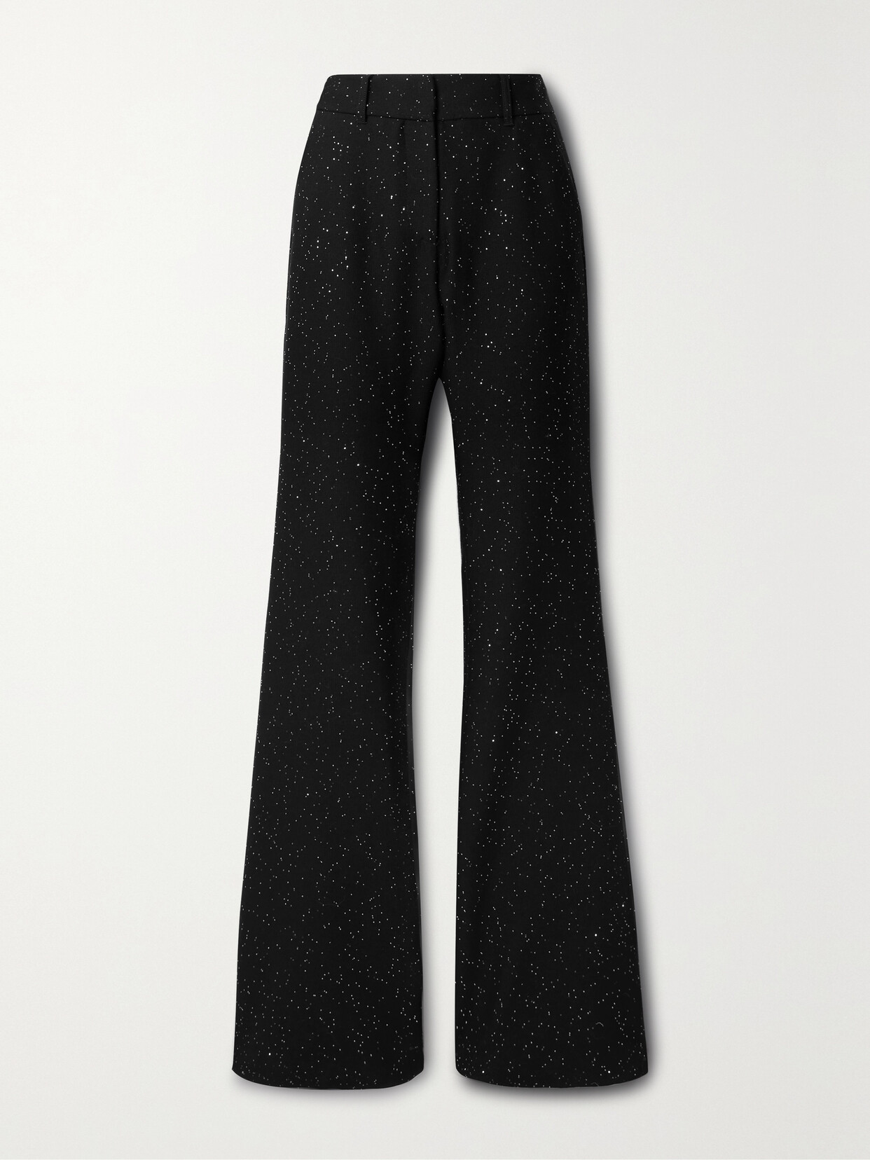 Gabriela Hearst Allanon Sequin-embellished Wool-blend Flared Trousers In Black