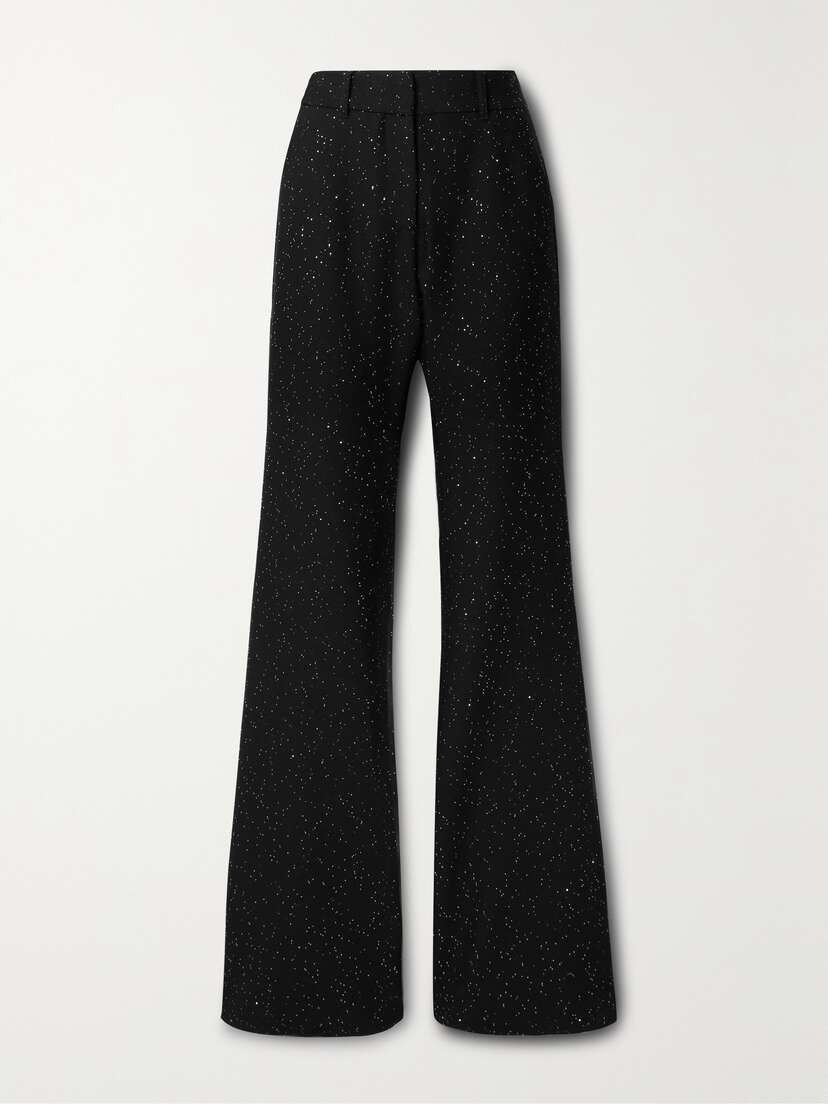 Gabriela Hearst Allanon Sequin-embellished Wool-blend Flared Pants