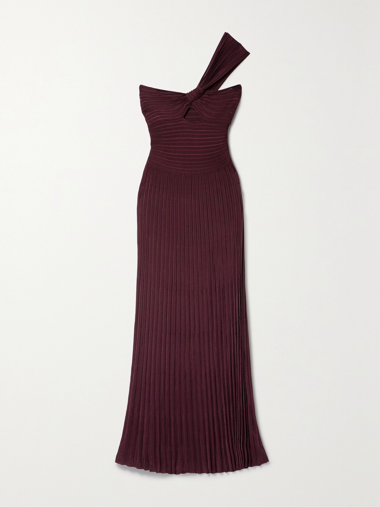 Gabriela Hearst Altura One-shoulder Cutout Ribbed Silk-jersey Maxi Dress In Burgundy