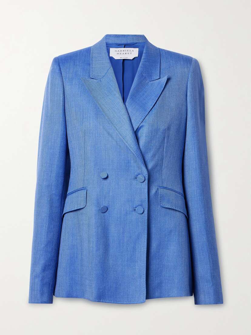 Gabriela Hearst Stephanie Double-breasted Wool, Silk And Linen-blend Twill Blazer