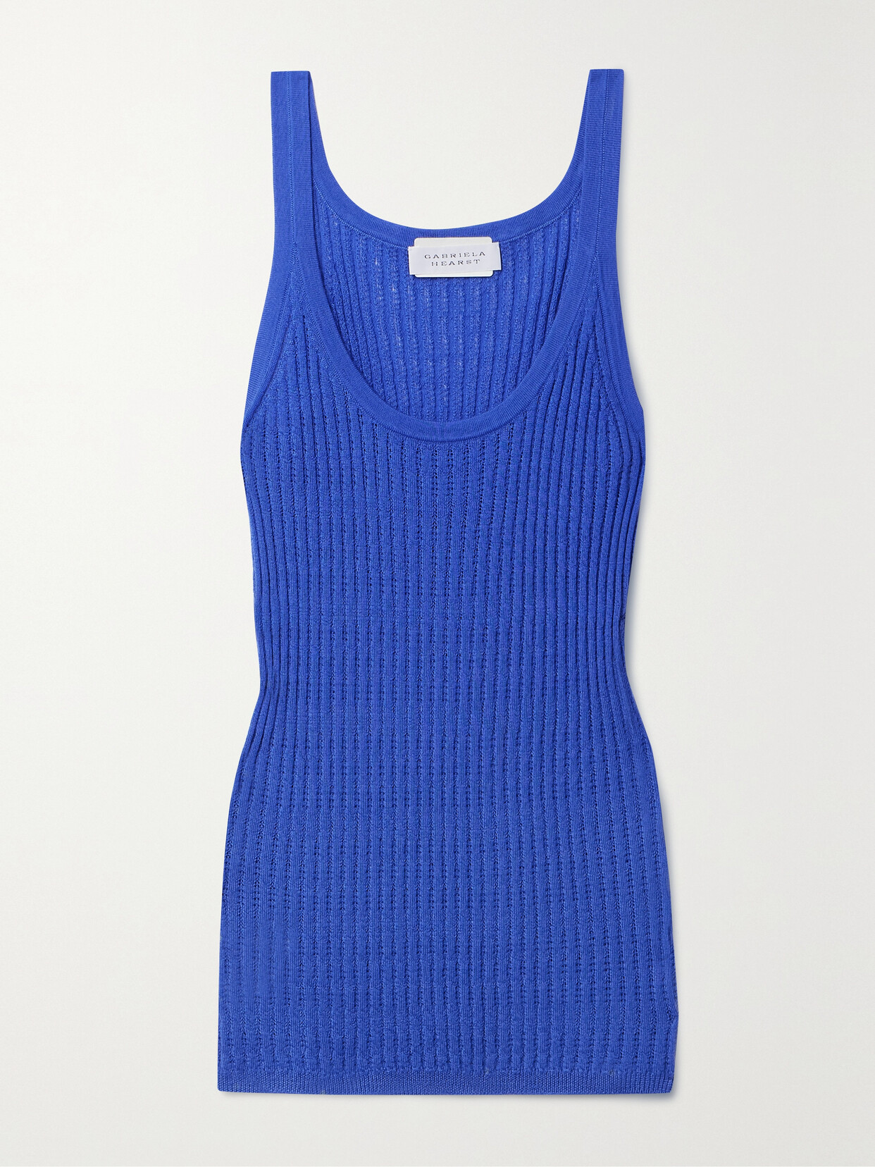 Shop Gabriela Hearst Nevin Ribbed Pointelle-knit Cashmere And Silk-blend Tank In Blue