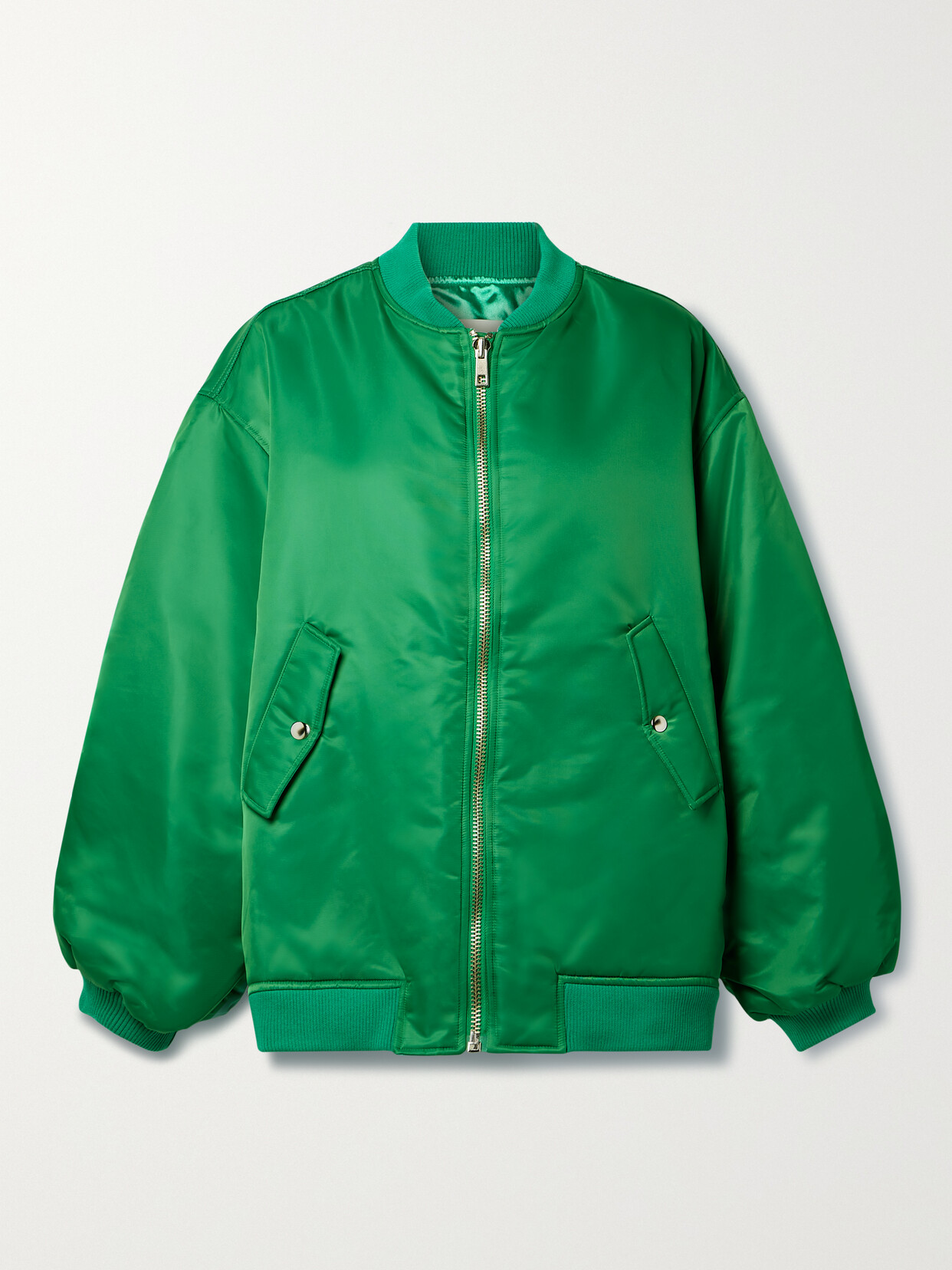 The Frankie Shop Astra Oversized Shell Bomber Jacket - Green
