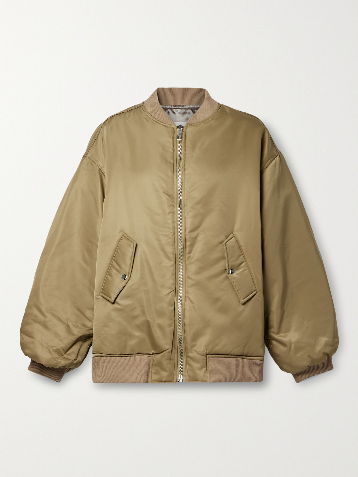 The Frankie Shop Astra Oversized Shell Bomber Jacket In Green