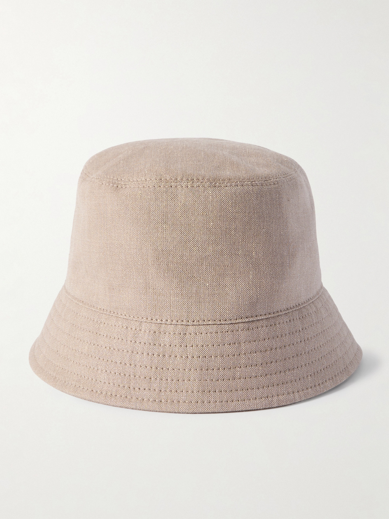 Brunello Cucinelli Embellished Linen And Wool-blend Bucket Hat In Neutrals